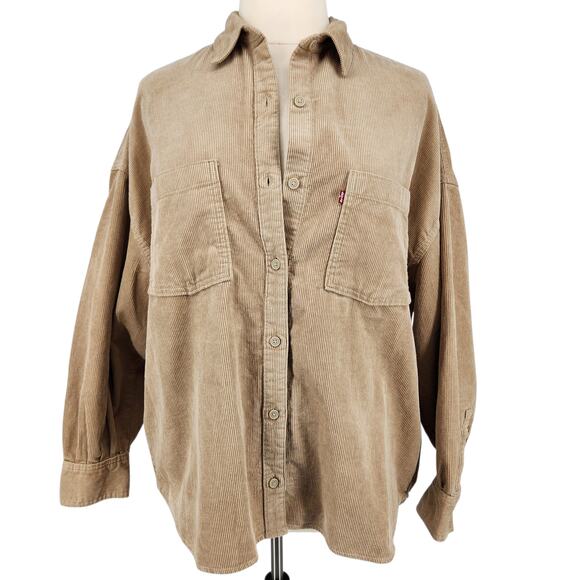 Levi’s Beige Corduroy Button-Up Shirt Red Tab – Size XL - Shacket Oversize - Picture 1 of 12